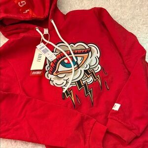 Fifth loop Red Graphic Hoodie with Eye Design size large NWT